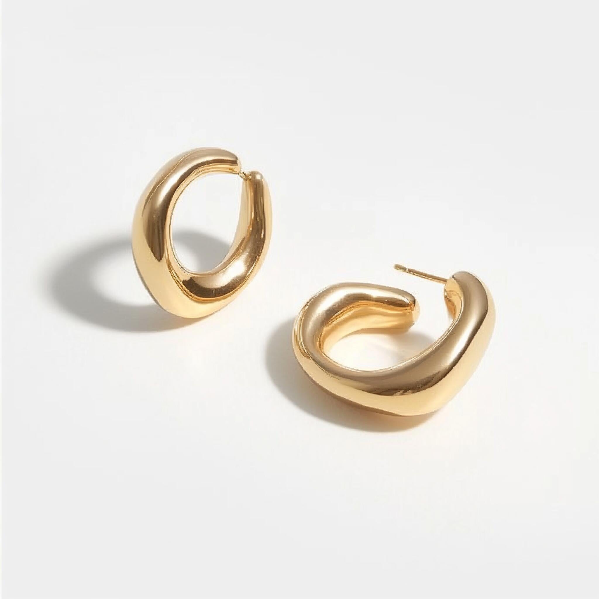 Bold organic gold hoops